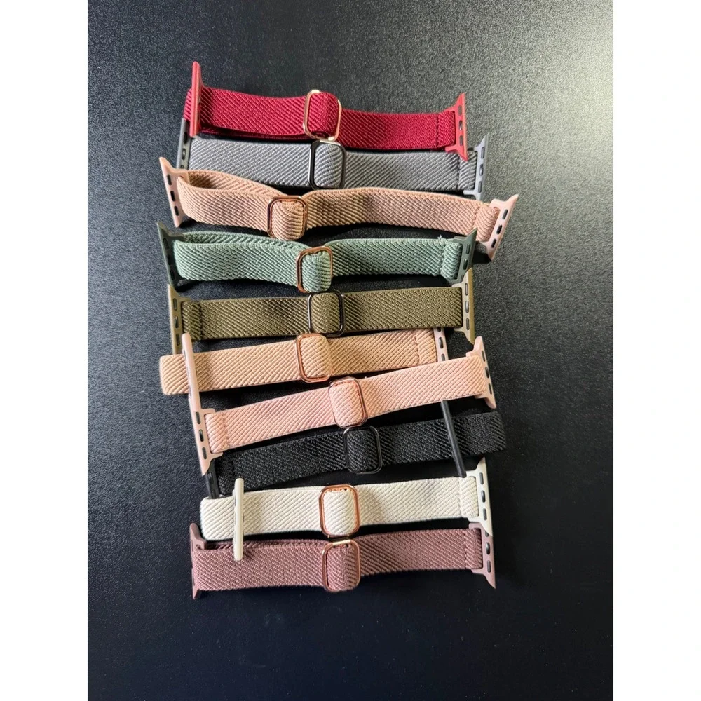 HAYONLIY 10 Pack Slim Stretchy Nylon Bands for Apple Watch 38 40 41 42mm K12